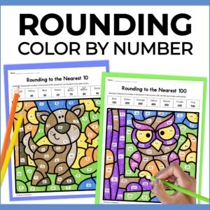 Rounding color by number pages with woodland animals