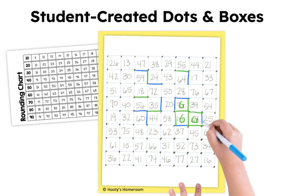 playing dots and boxes is a great way to practice rounding