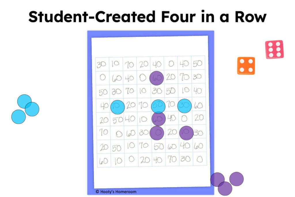 four in a row is an excellent rounding practice activity students can play all year long