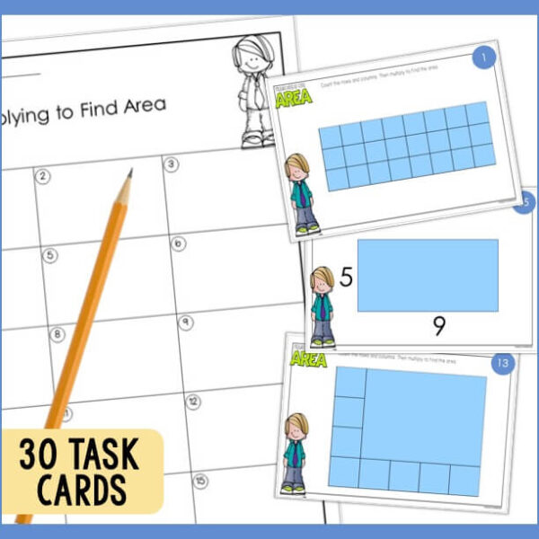 3rd grade area print and digital task cards