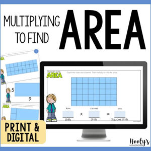 multiply to find area 3rd grade Google Slides task cards