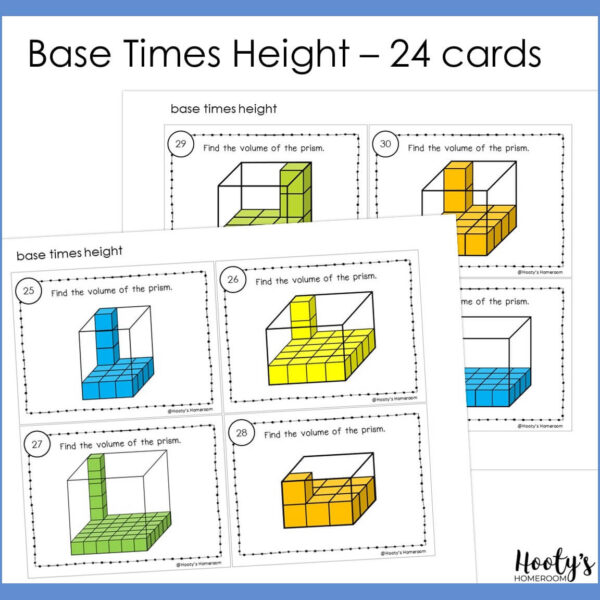 area of base times height volume task cards