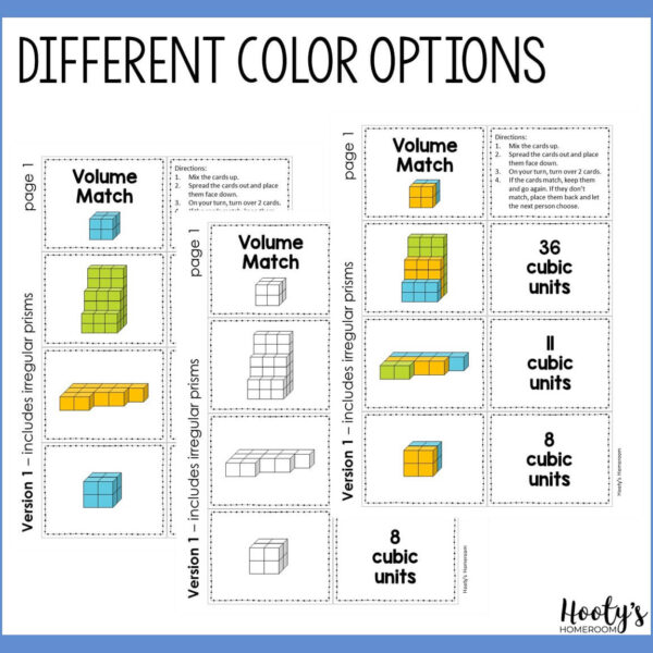 volume matching activity in color and black and white