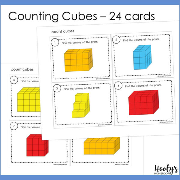 volume of rectangular prisms with cubes task cards