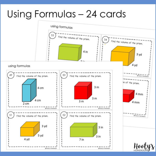 volume of rectangular prisms task cards