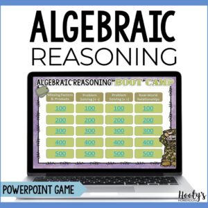 algebraic reasoning jeopardy review game