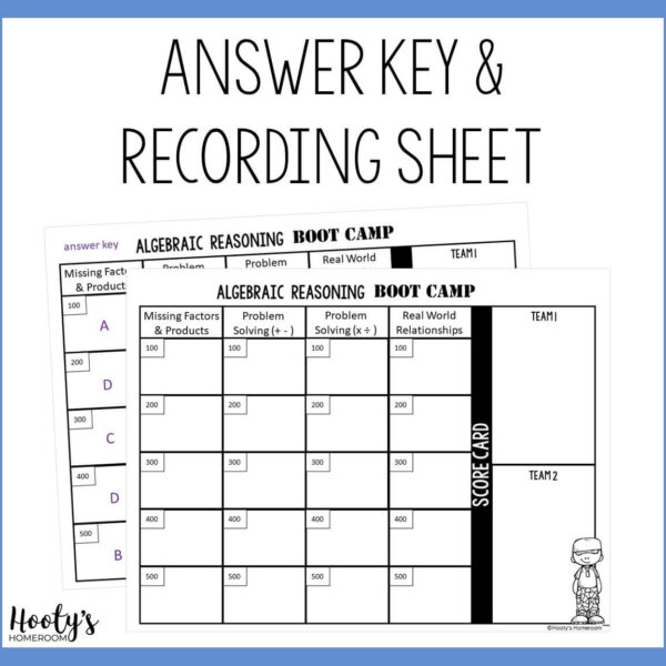 recording sheets for algebraic reasoning jeopardy review game