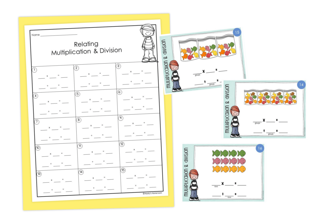 relate multiplication to division with print task cards