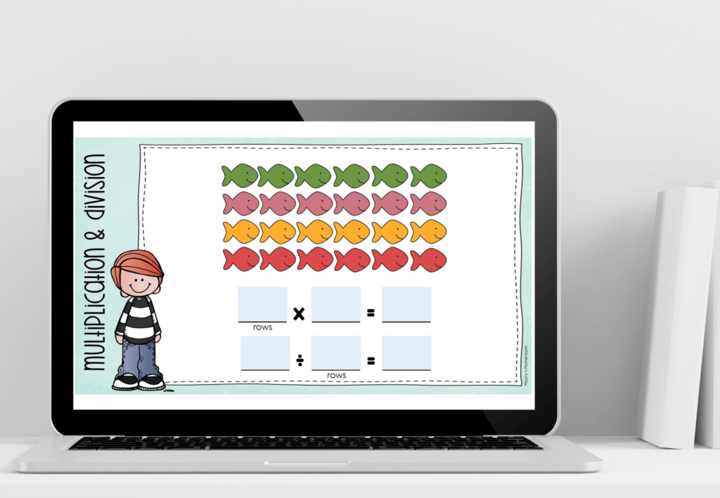 relating multiplication and division Google Slides digital task cards