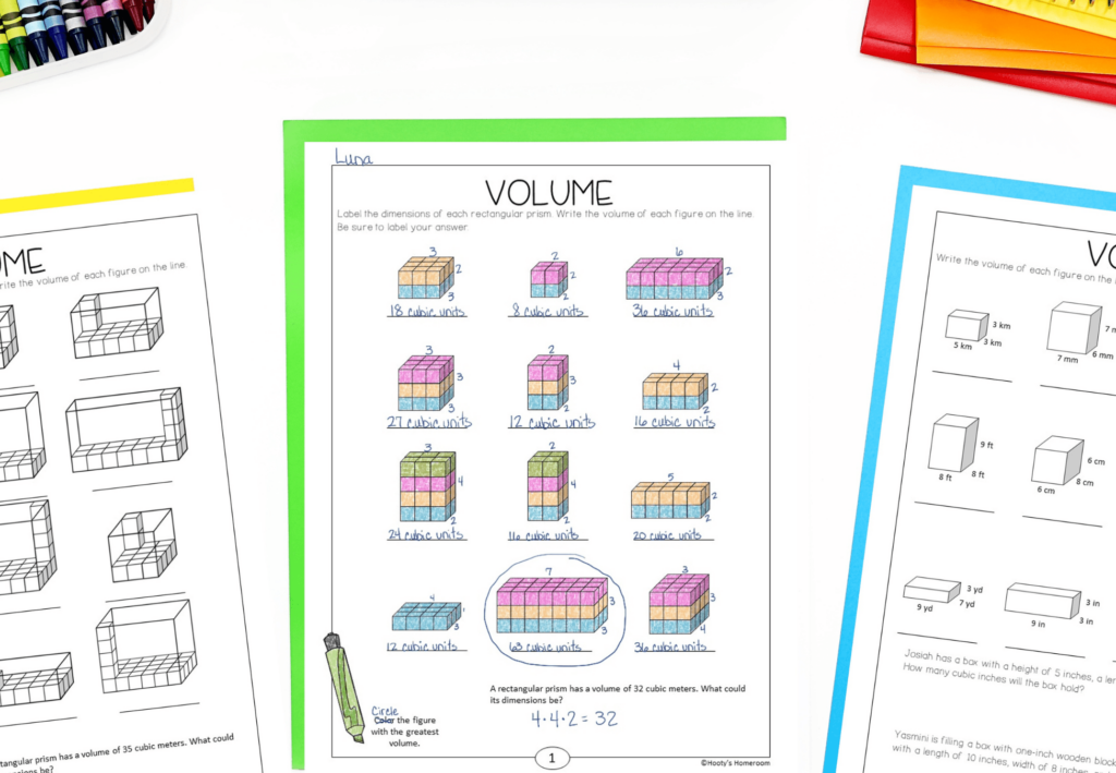 reinforce each volume concept with volume practice worksheets