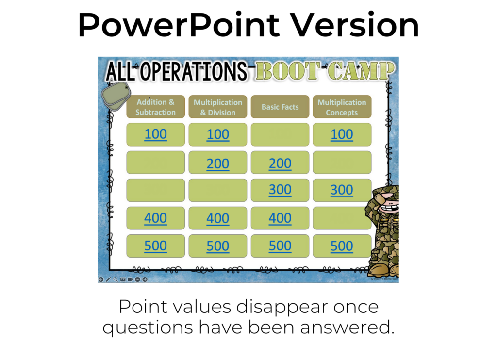 jeopardy-style game board sample PowerPoint version