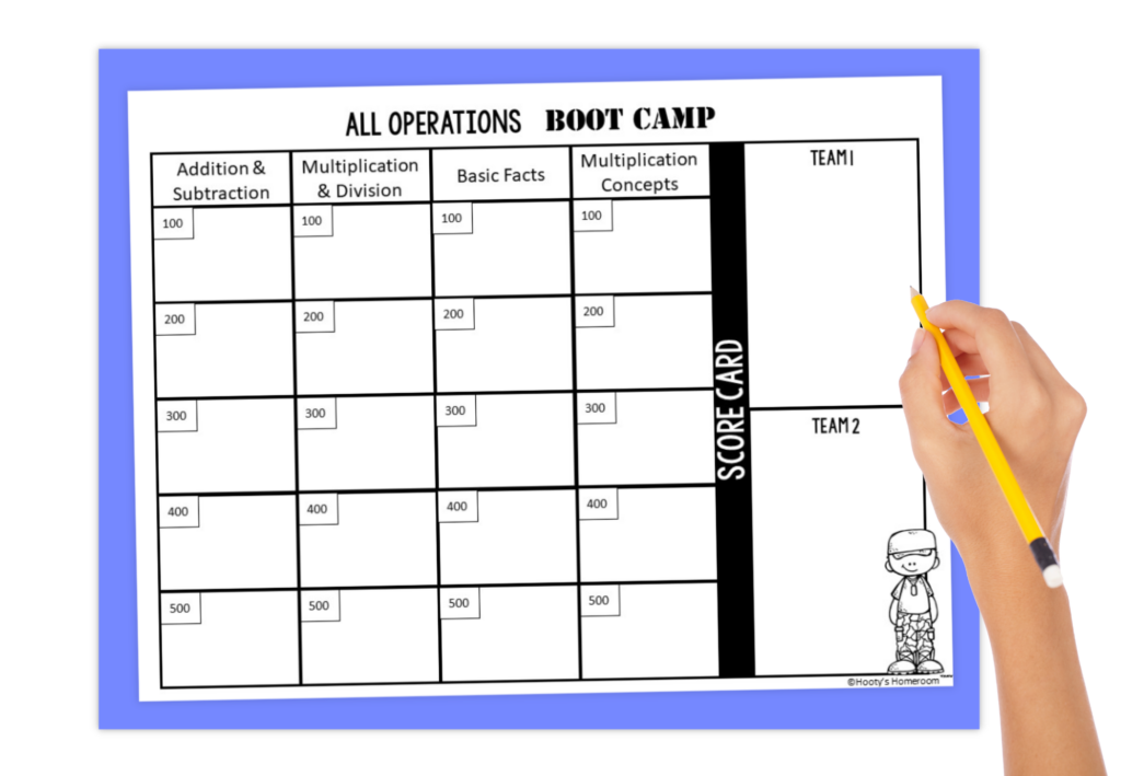 student recording sheet for jeopardy review game