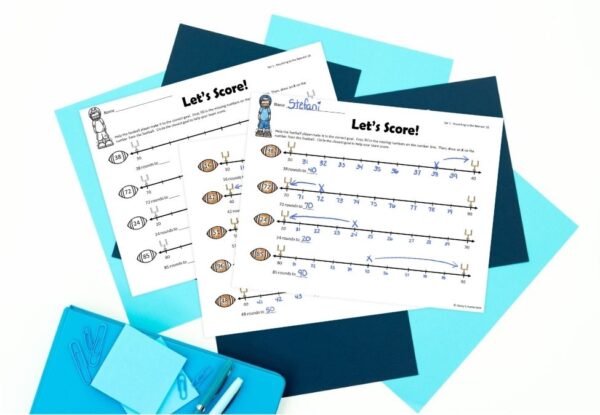sample of completed rounding on a number line worksheets