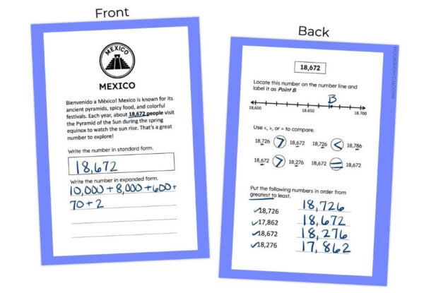 place value passports allow students to learn interesting facts about countries and practice place value with real numbers