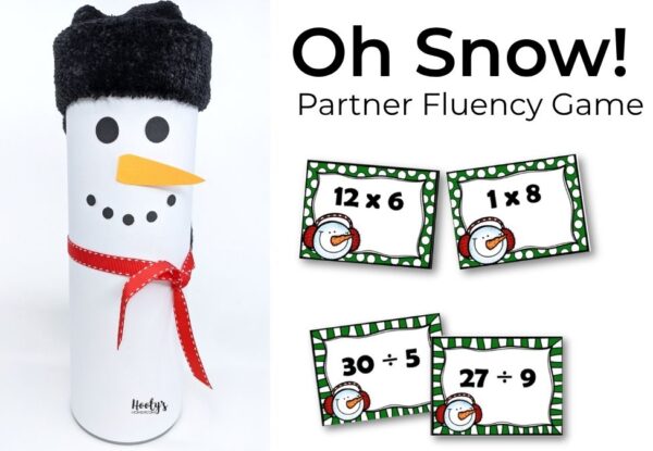 Holiday classroom partner game for 3rd graders practicing multiplication and division facts