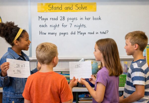 Stand and solve is one activity that gets kids moving while solving word problems