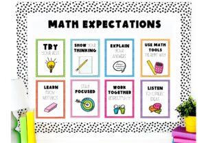 A math class expectations bulletin board makes a great visual reminder for students
