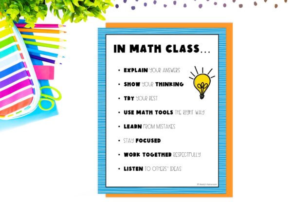 Have students add math expectations reference sheets to their notebooks and journals