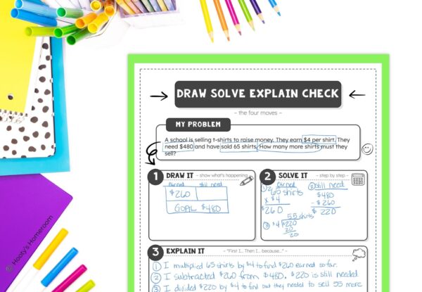 Word problem graphic organizers help students show their thinking in math.