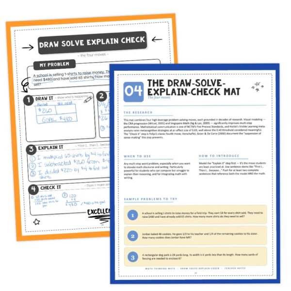 These math thinking mats are problem solving graphic organizers.