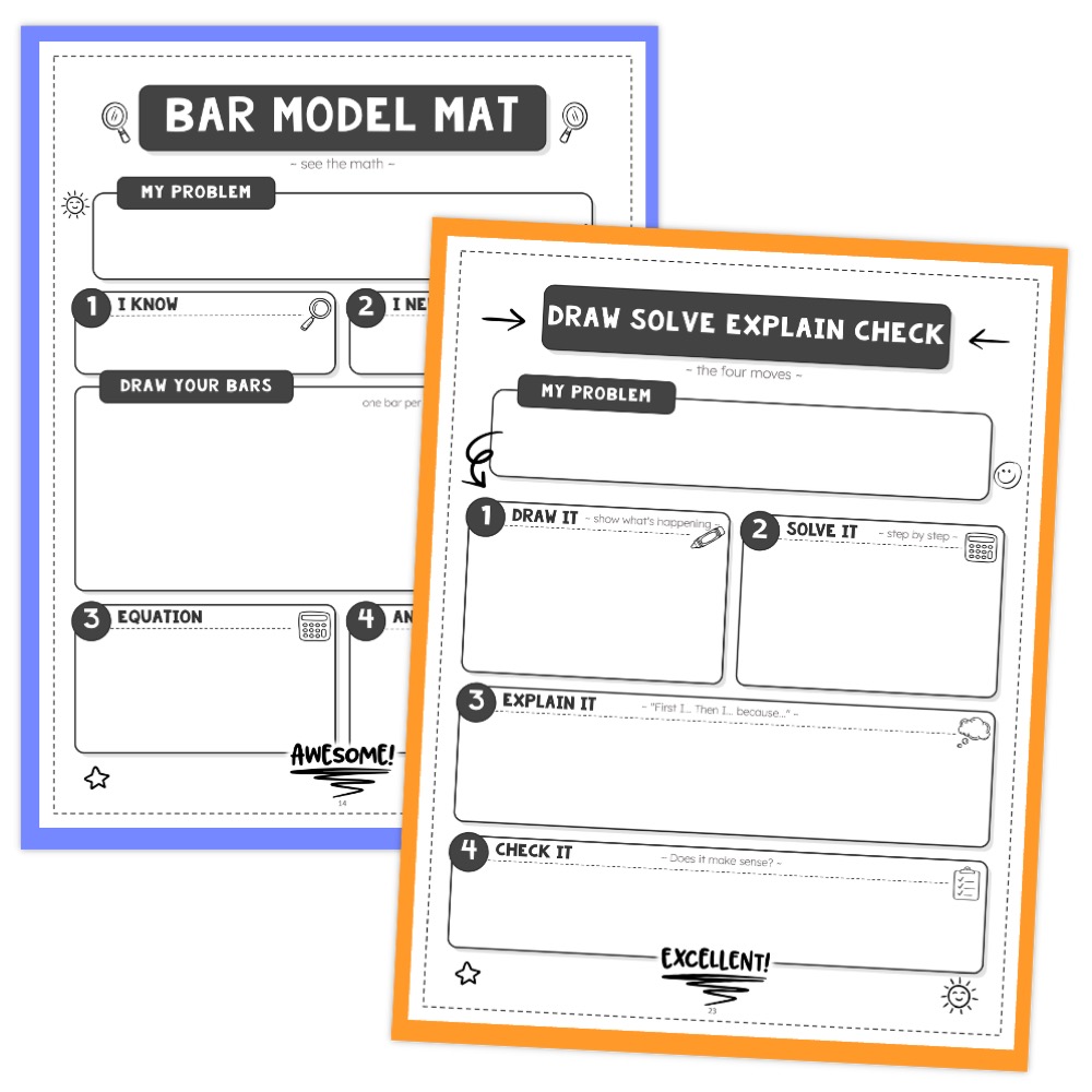 free math problem solving mats for grades 3-5