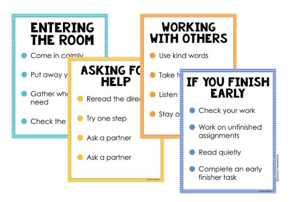 Display classroom rules and procedures until students are accustomed to them.