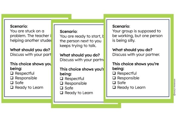 Have students discuss classroom procedures using scenario cards.