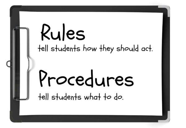 Teach students the difference between classroom rules and procedures.