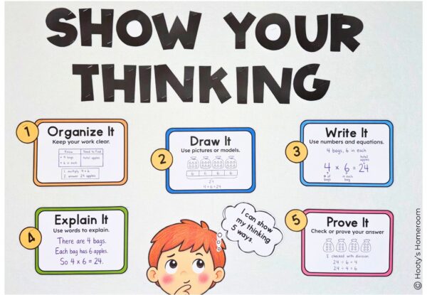 Showing students how to show their thinking is a great activity for the first week of math class.