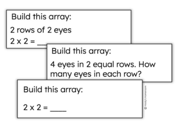 Differentiate this multiplication arrays craft by assigning these leveled array cards.