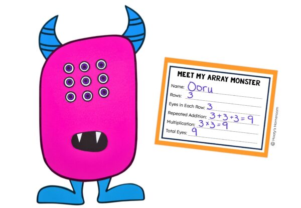 Monster array fact cards help students make a connection between multiplication and a fun craft.